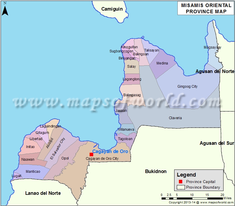 Misamis Oriental Map Map of Misamis Oriental Province, Philippines