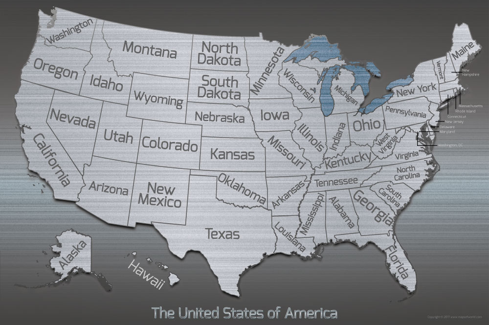 USA Metal Map Poster