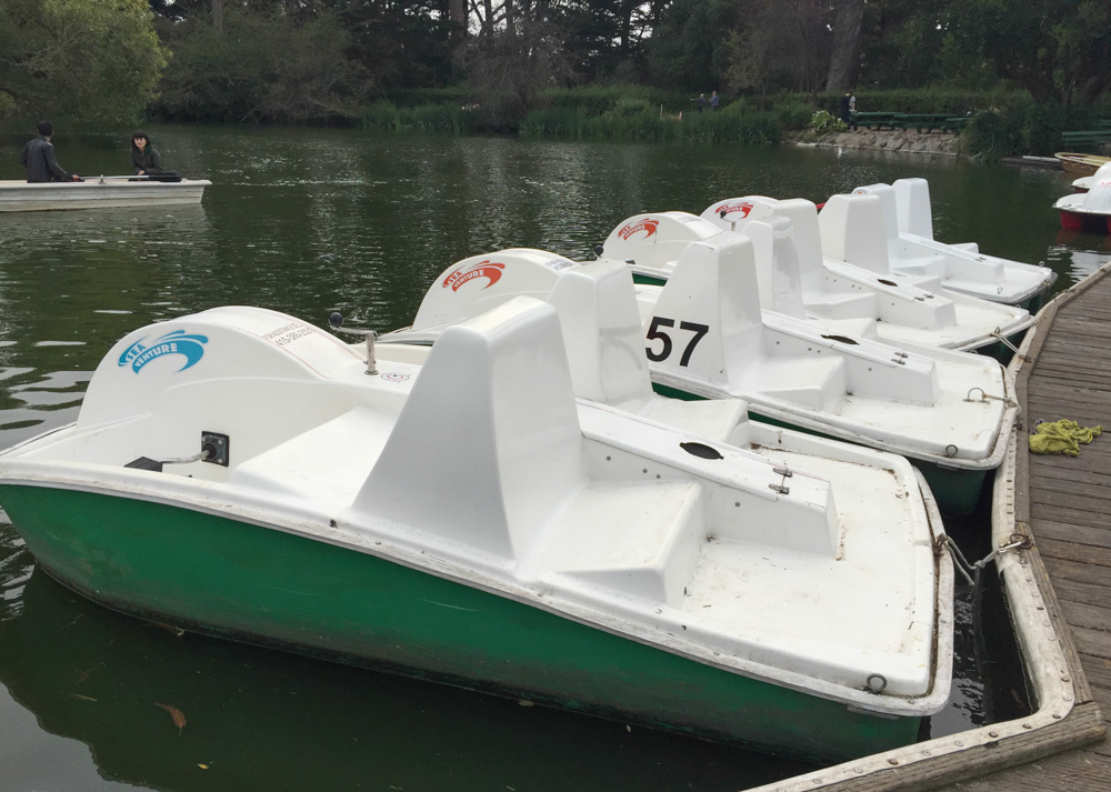 Stow Lake Boathouse in Golden Gate Park, San Francisco, California, USA