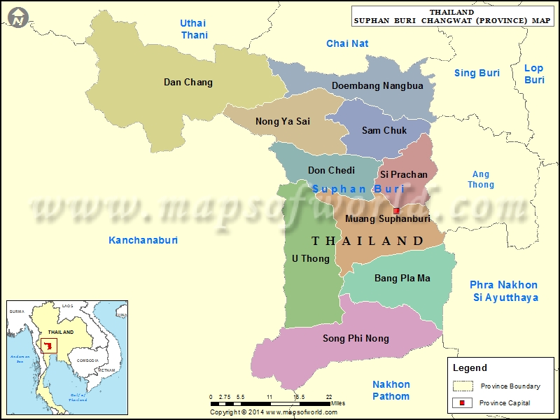 Suphan Buri Map Map of Suphan Buri Province, Thailand