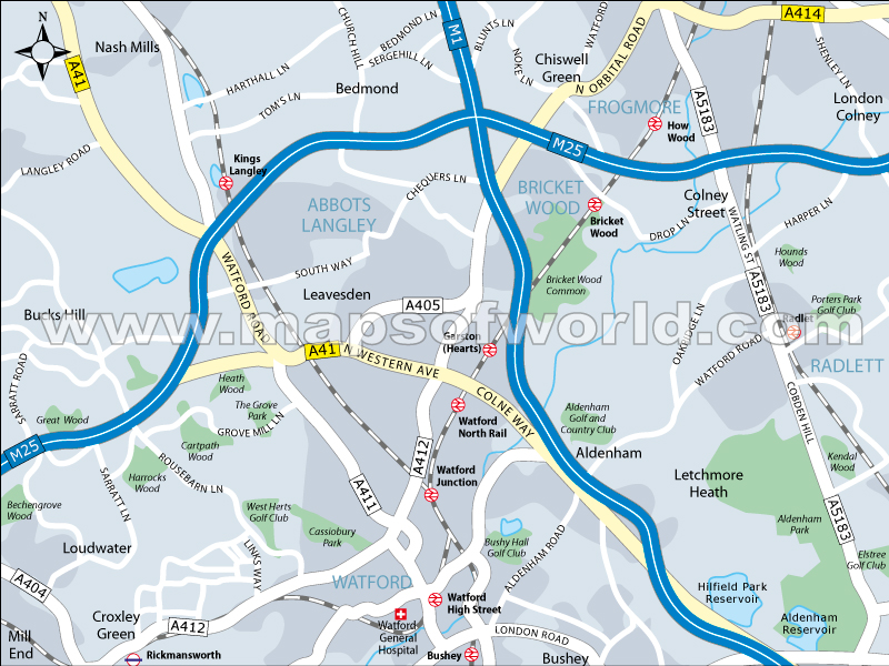 Abbots Langley Map, London