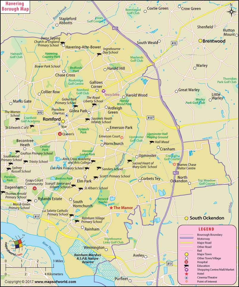 Havering Borough Map London Borough of Havering Map