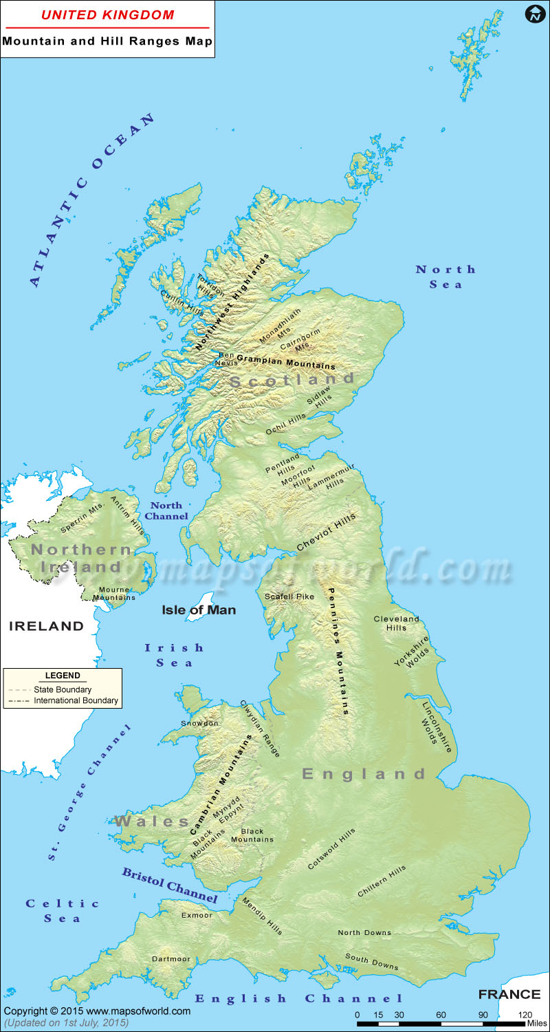 Map of UK with Mountains
