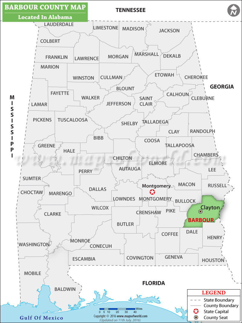Barbour County Map, Alabama