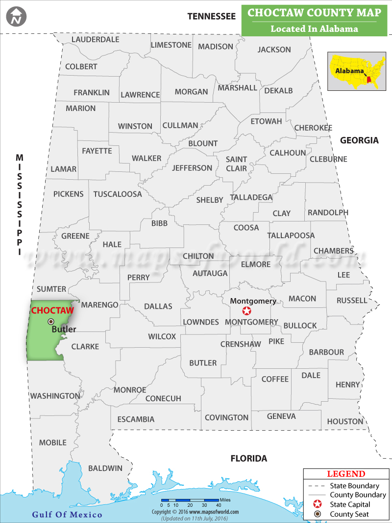 Choctaw County Map, Alabama