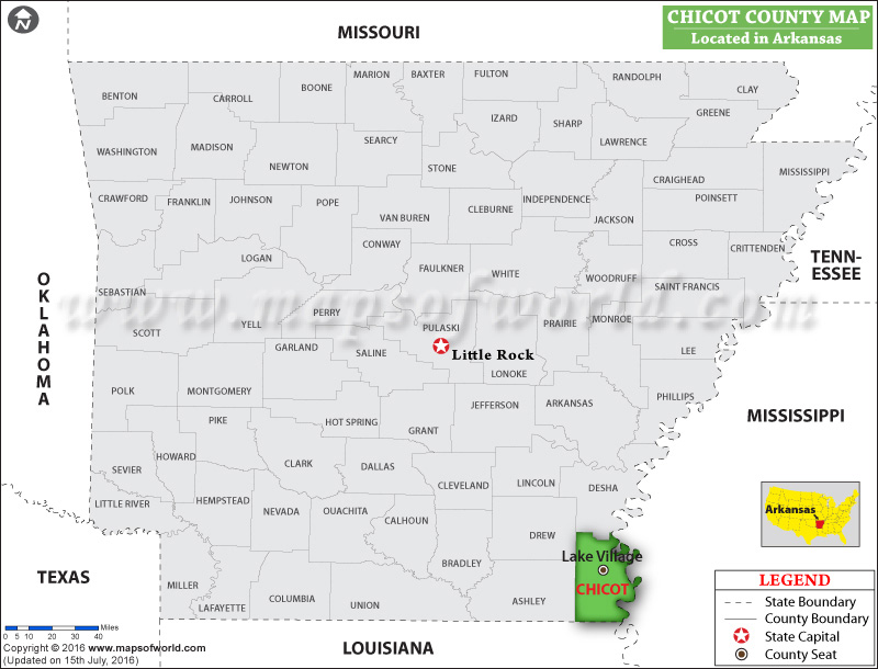 Chicot County Map, Arkansas