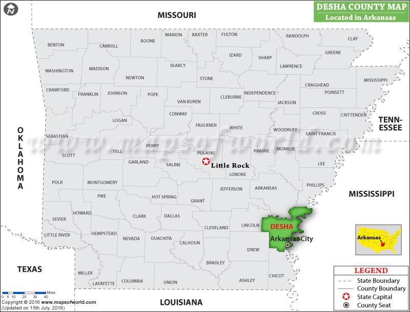 Desha County Map, Arkansas