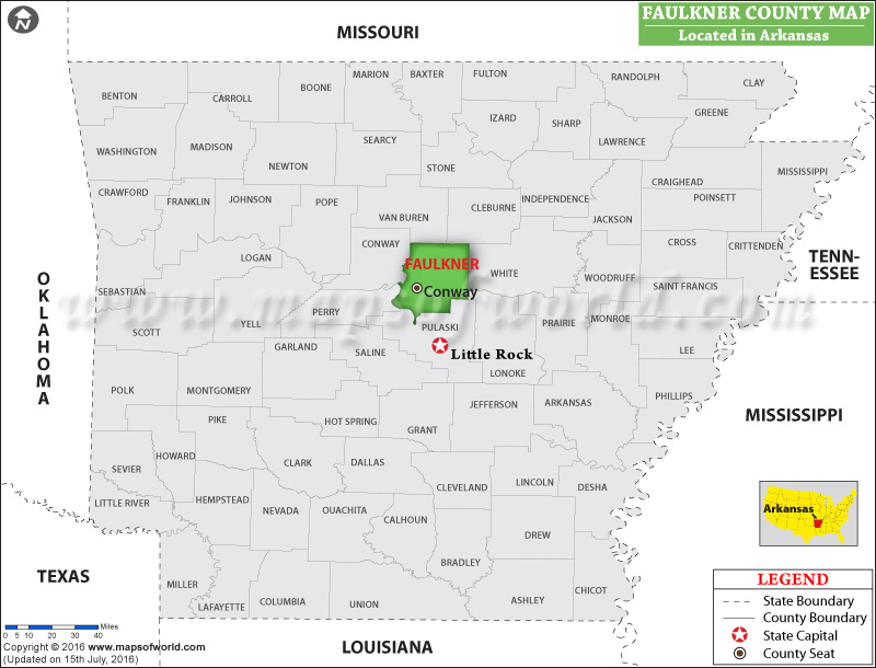 Faulkner County Map, Arkansas Where is Faulkner County