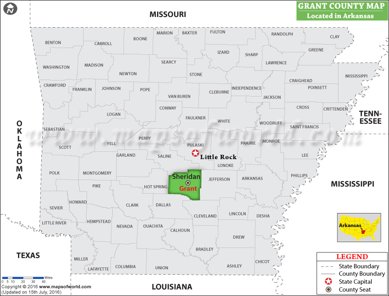 Grant County Map, Arkansas