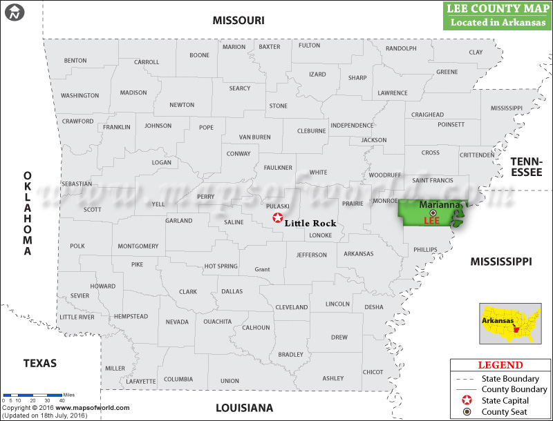 Lee County Map, Arkansas