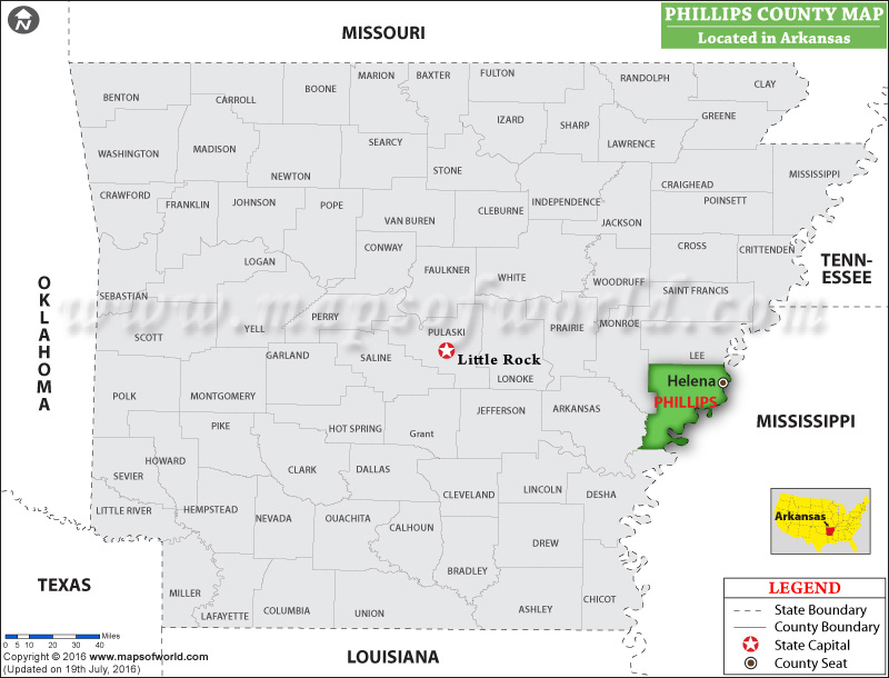 Phillips County Map, Arkansas