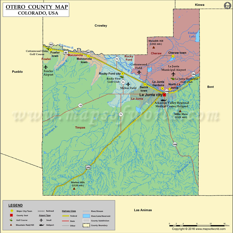 Otero County Map, Colorado Map of Otero County, CO