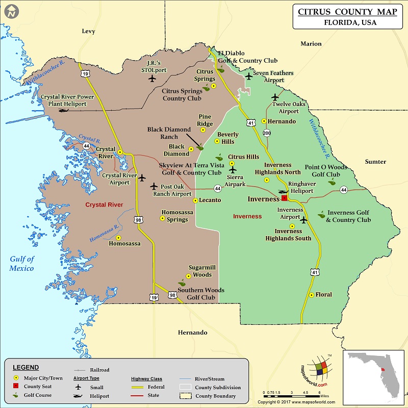 Citrus County Map, Florida