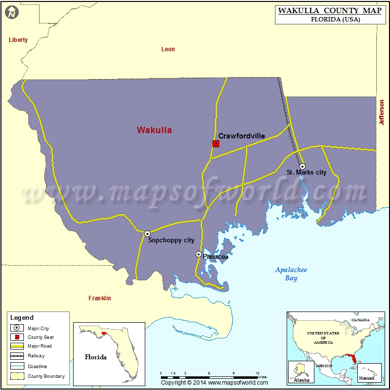 Wakulla County Map, Florida