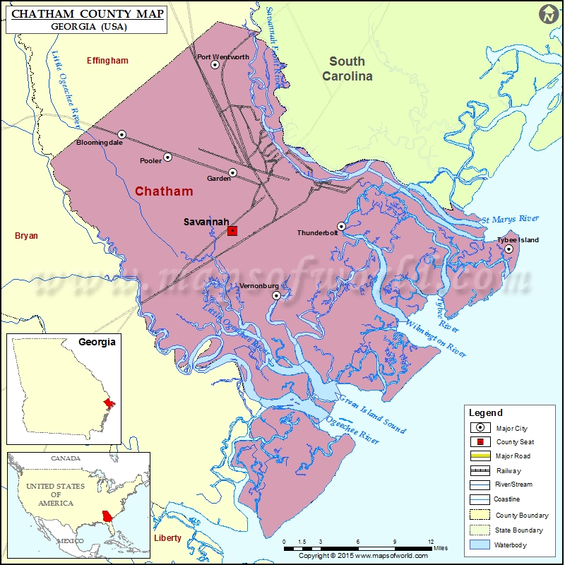 Chatham County Map, Map of Chatham County Georgia