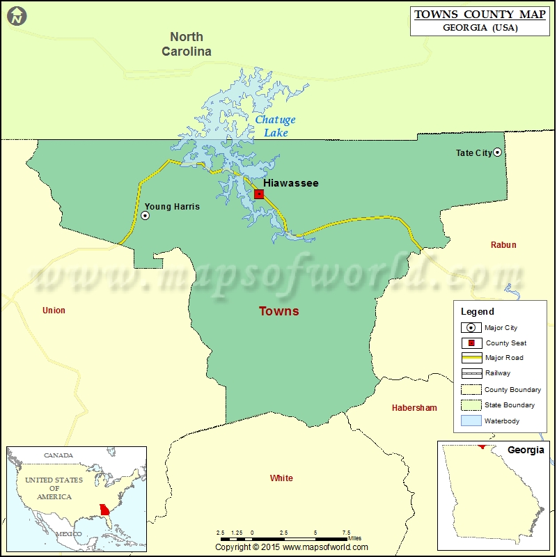 Towns County Map, Map of Towns County