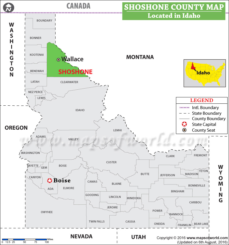 Shoshone County Map, Idaho