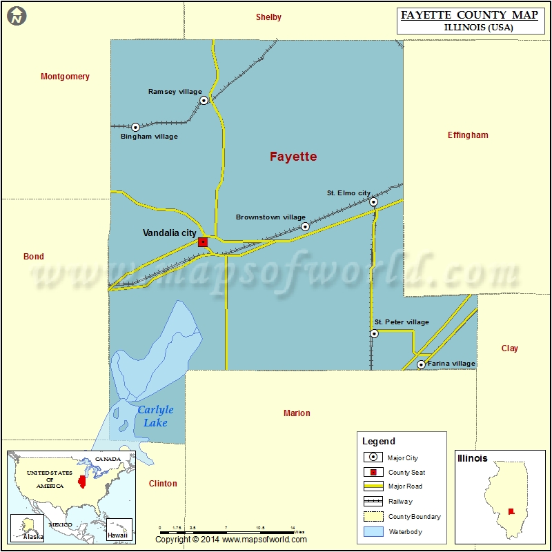 Fayette County Map, Illinois