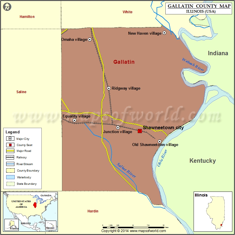 Gallatin County Map, Illinois