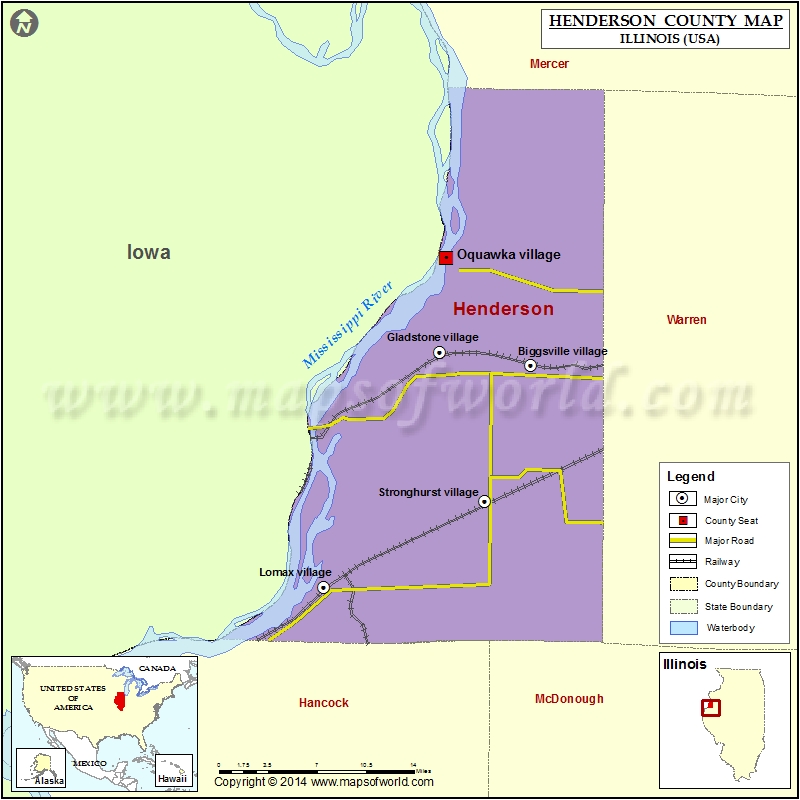 Henderson County Map, Illinois