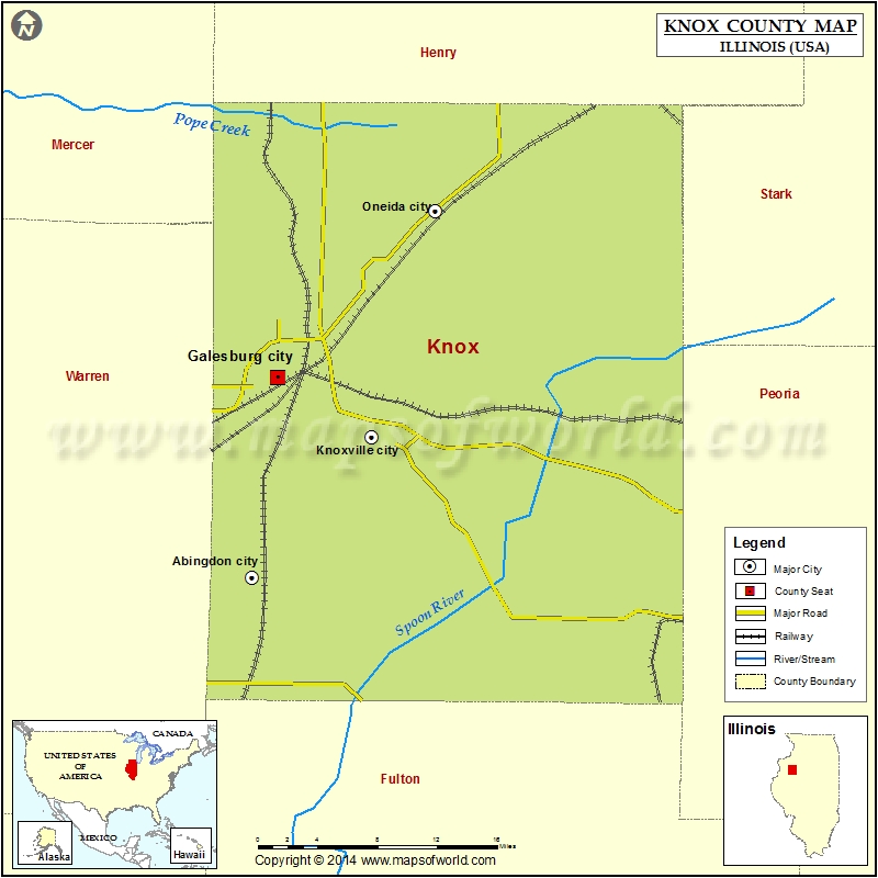 Knox County Map, Illinois