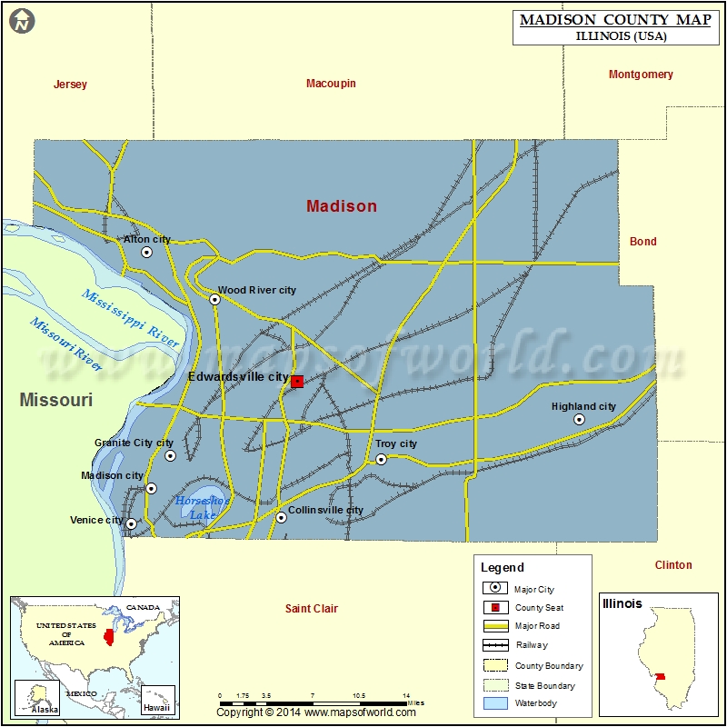 Madison County Map, Illinois