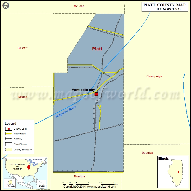 Piatt County Map, Illinois
