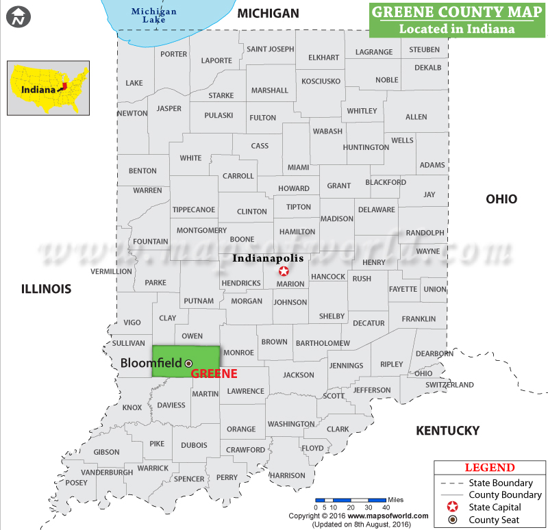 Greene County Map, Indiana