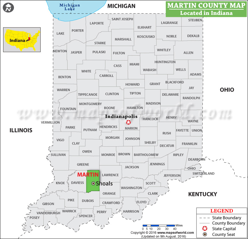 Martin County Map, Indiana