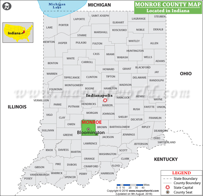 Monroe County Map, Indiana