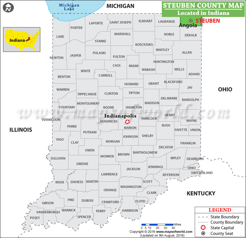 Steuben County Map, Indiana