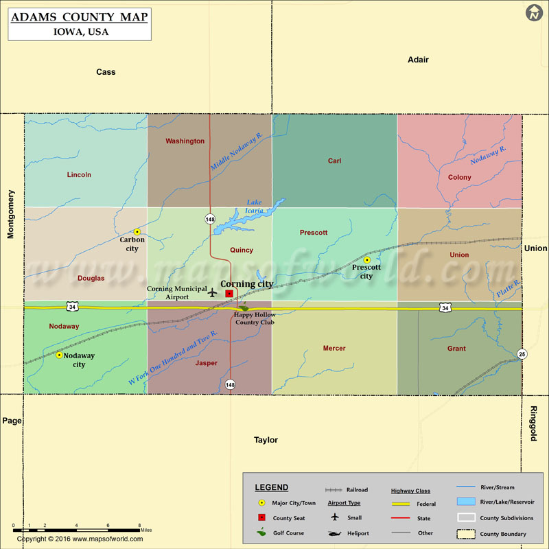Adams County Map, Iowa