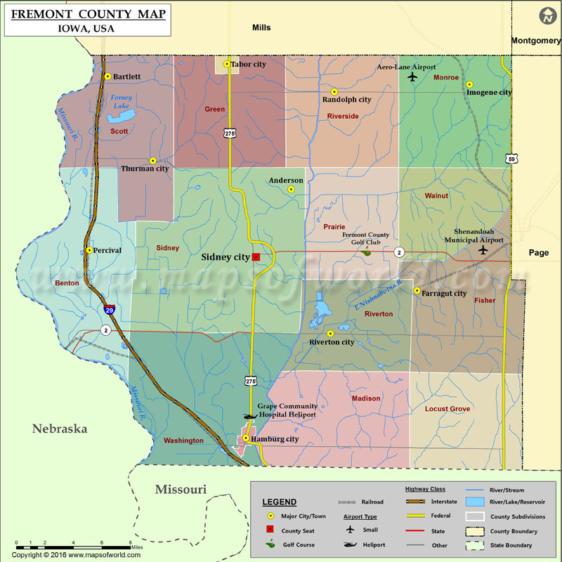 Fremont County Map, Iowa