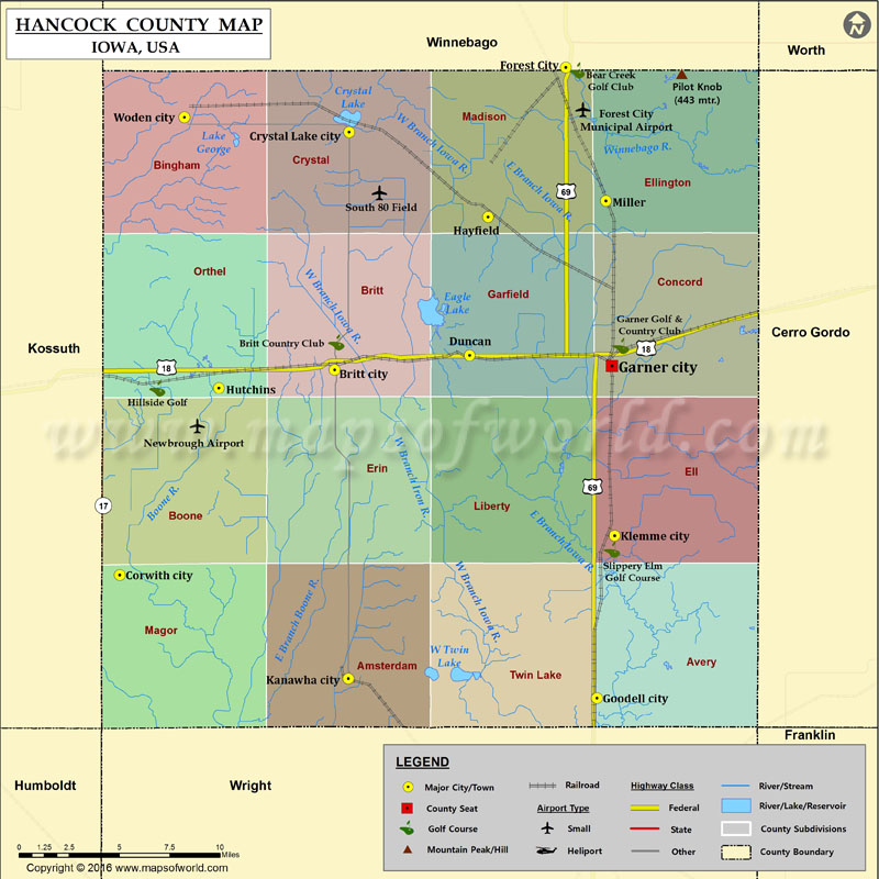 Hancock County Map, Iowa