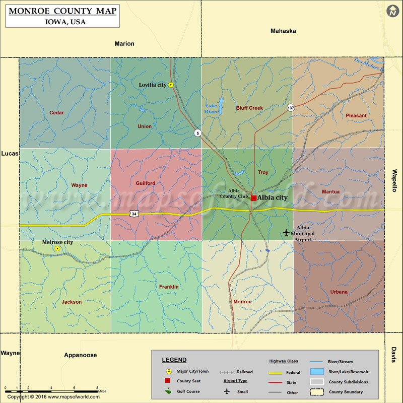 Monroe County Map, Iowa