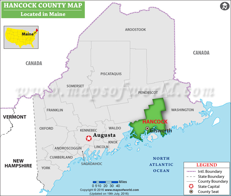 Hancock County Map, Maine