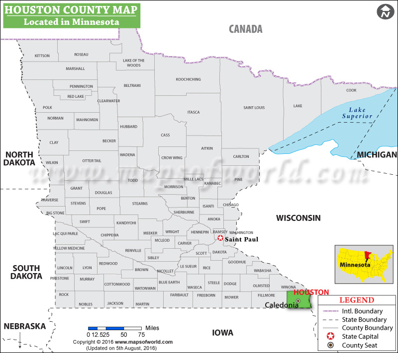 Houston County Map, Minnesota