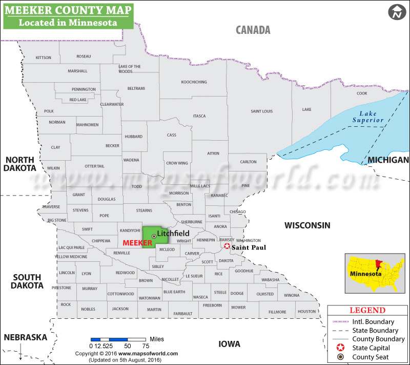 Meeker County Map, Minnesota