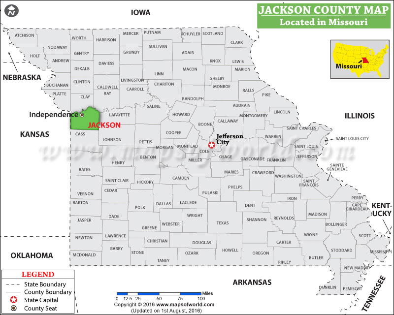 Jackson County Map, Missouri