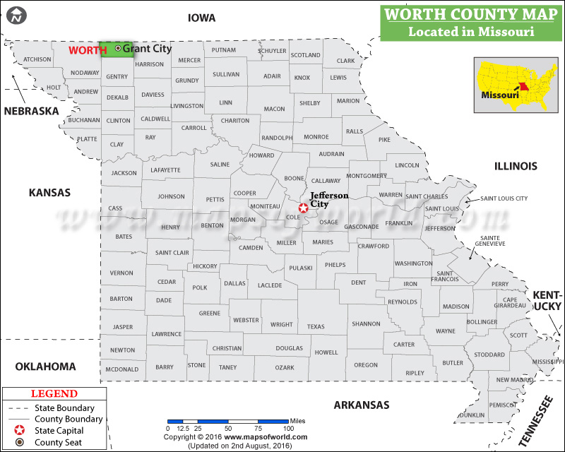 Worth County Map, Missouri
