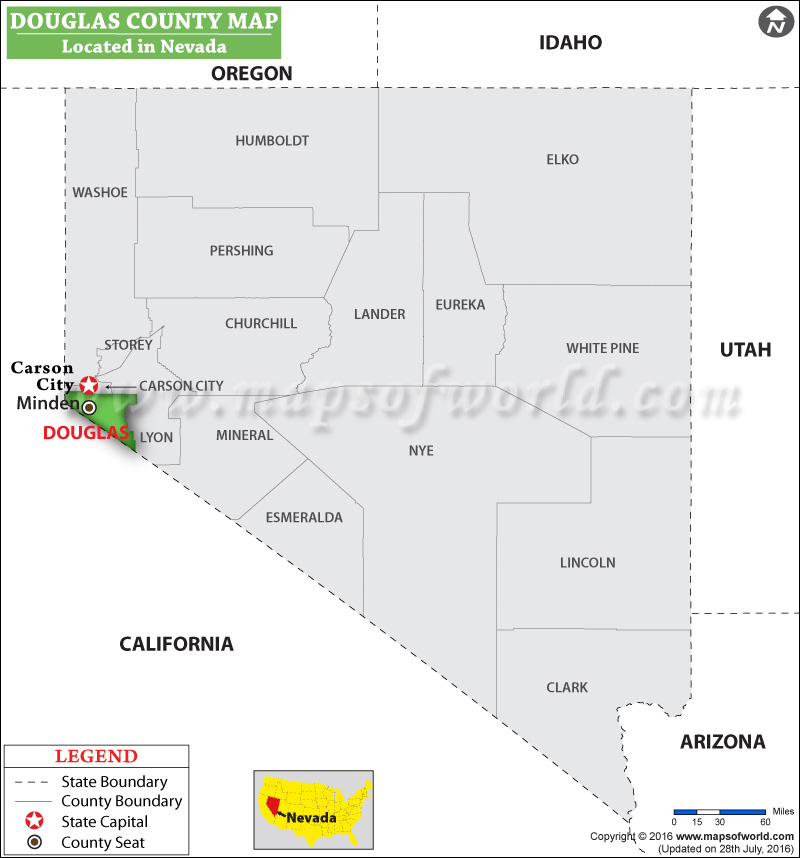 Douglas County Nevada Map Map of Douglas County