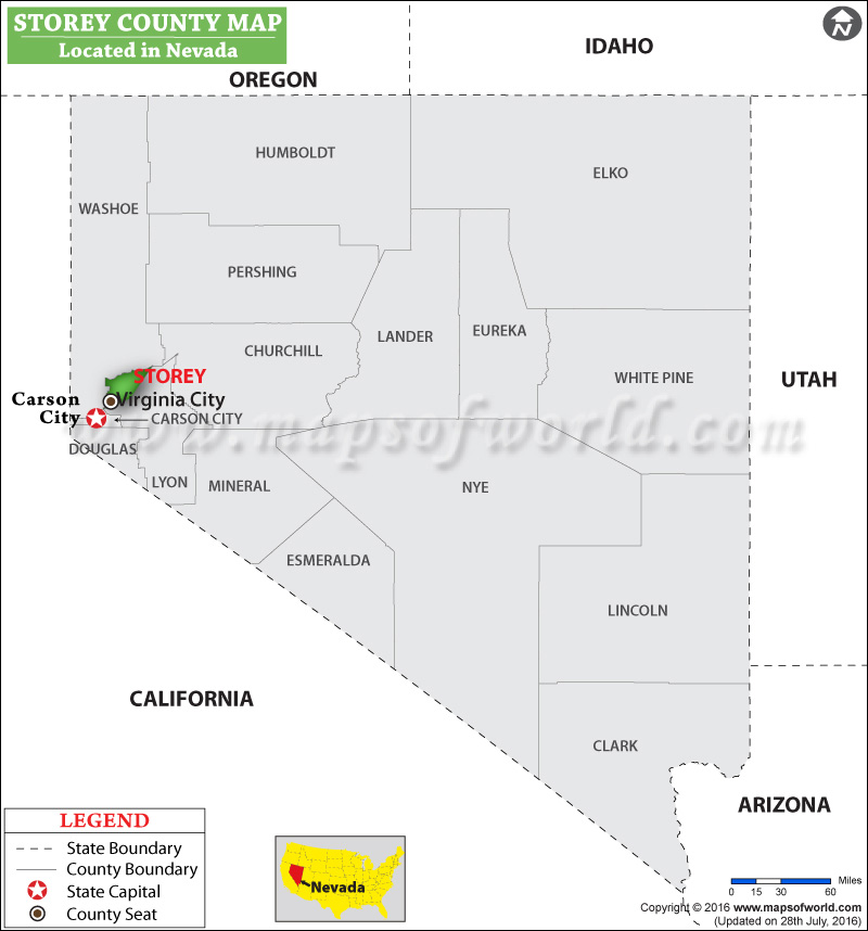 Storey County Nevada Map Map of Storey County