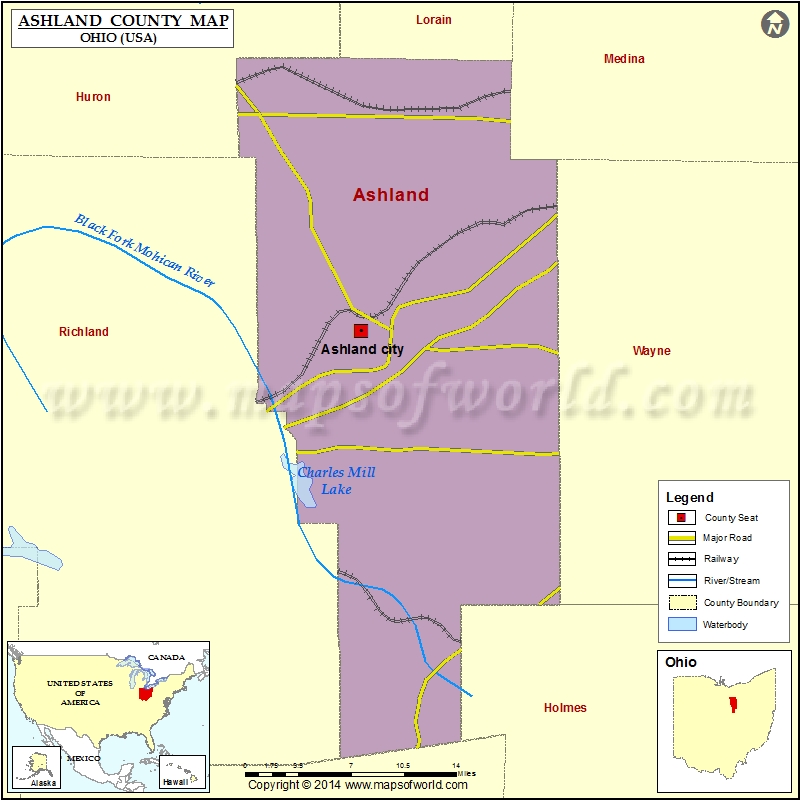 Ashland County Map, Map of Ashland County Ohio