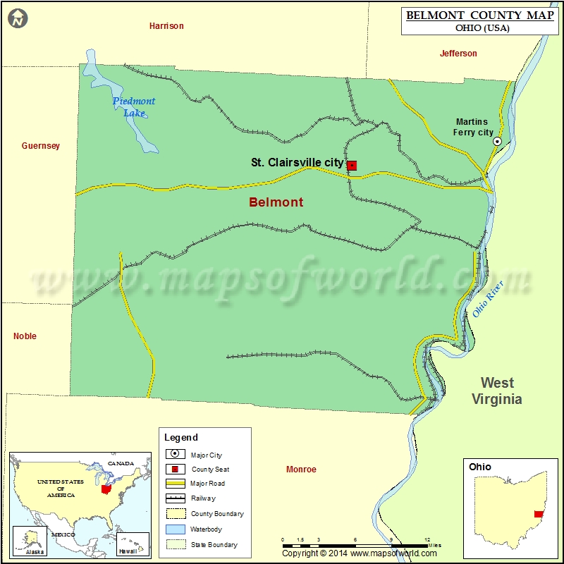 Belmont County Map, Map of Belmont County Ohio