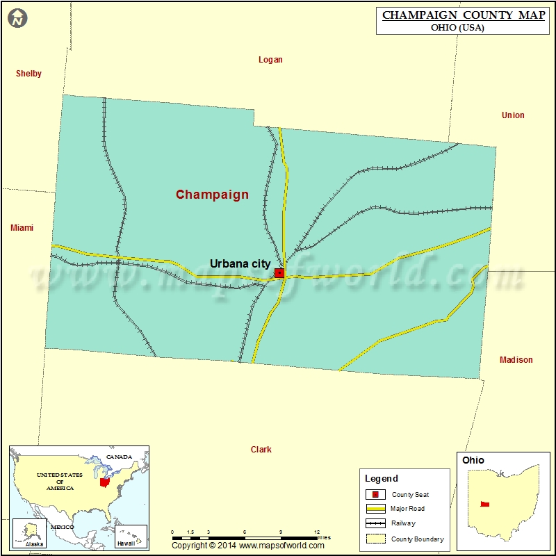 Champaign County Map, Champaign County Ohio