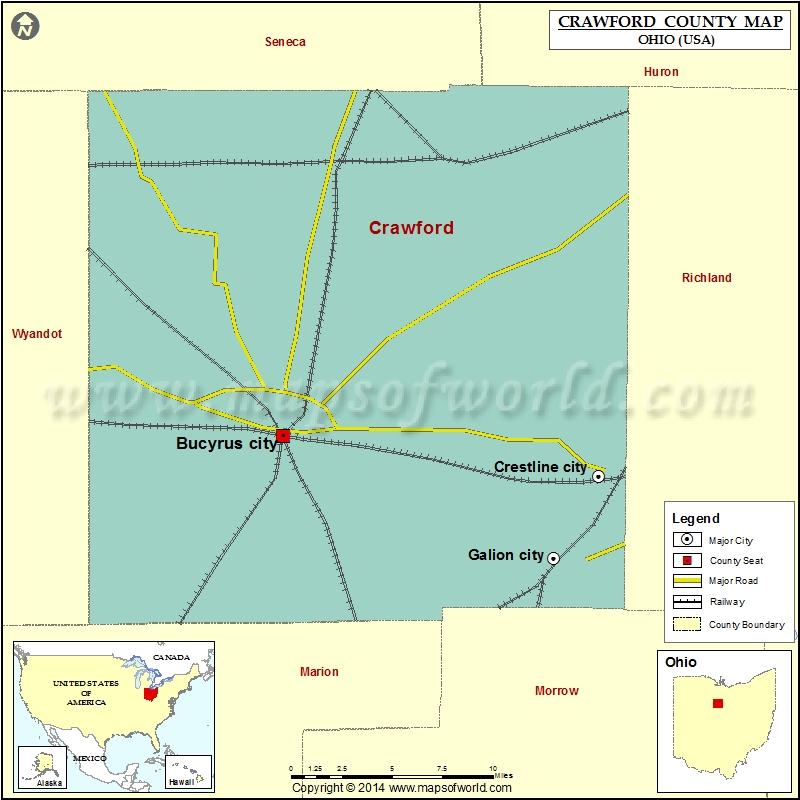 Crawford County Map, Crawford County Ohio