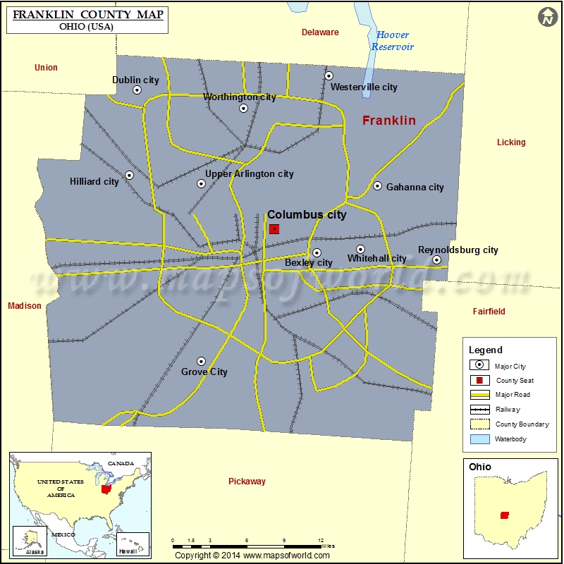 Franklin County Map, Franklin County Ohio