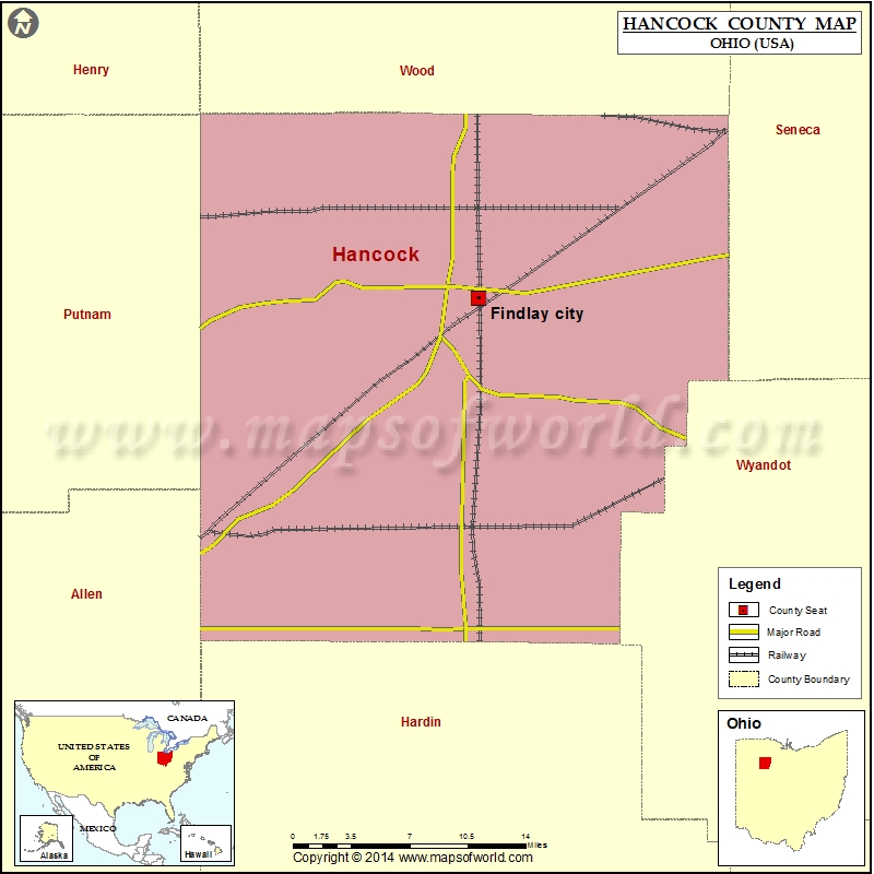 Hancock County Map, Map of Hancock County Ohio