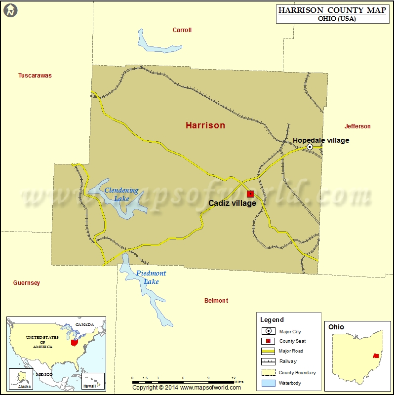 Harrison County Map, Map of Harrison County Ohio