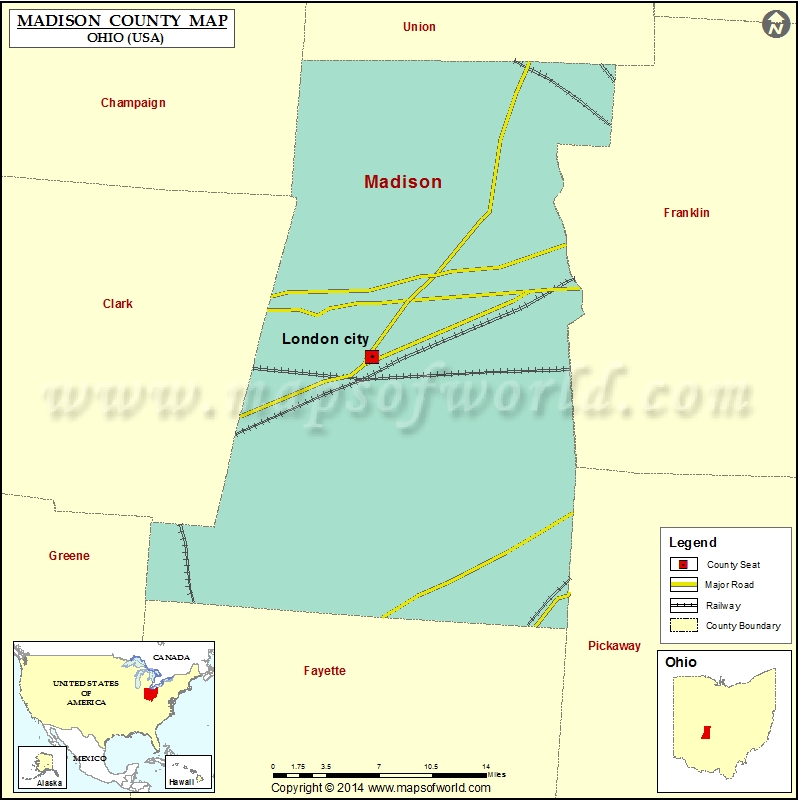 Madison County Map, Map of Madison County Ohio